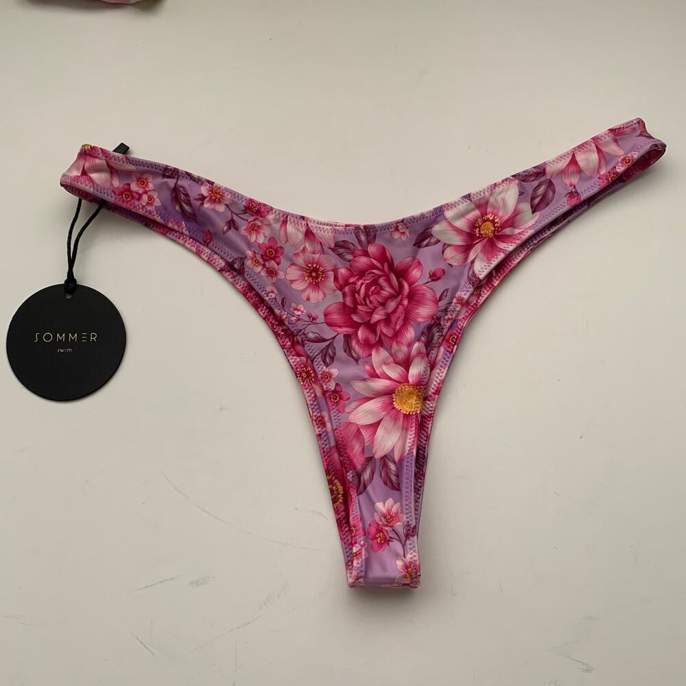 Sommer VITORIA Azalea Brazilian Bikini Bottoms Womens Medium New Floral Purple - Picture 3 of 8